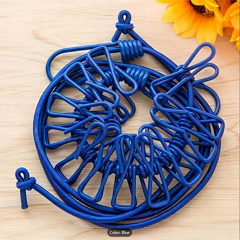Cloth Drying Rope with 12 Clips