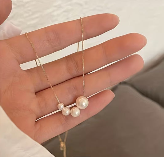 Elegant Synthetic Pearl Pendant Necklace