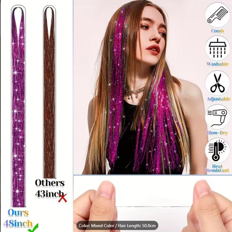 12 Colors Fairy Tinsel Hair Extensions