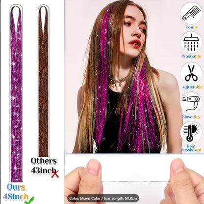 12 Colors Fairy Tinsel Hair Extensions