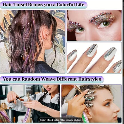 12 Colors Fairy Tinsel Hair Extensions