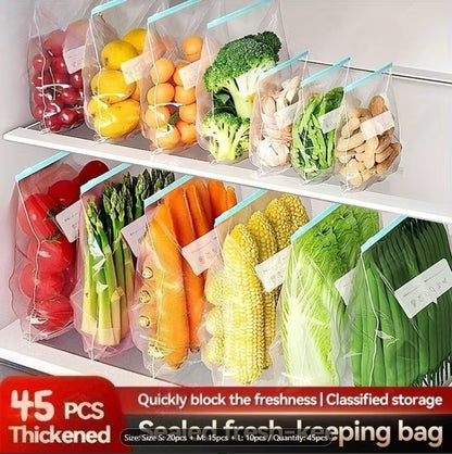 12 PCS Reusable Food Classification Storage Bags Set – Zipper Food Storage Bags in 3 Sizes for Fruits, Vegetables, Grains & Meat | Smart Kitchen Organization Solution
