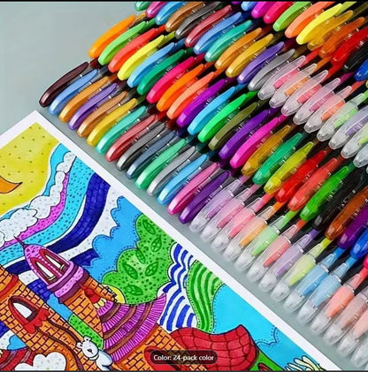 24 Metallic Glitter Gel Pens Set