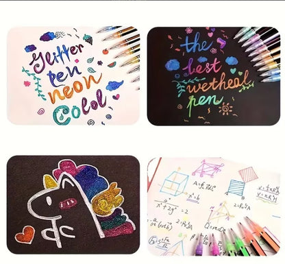 24 Metallic Glitter Gel Pens Set