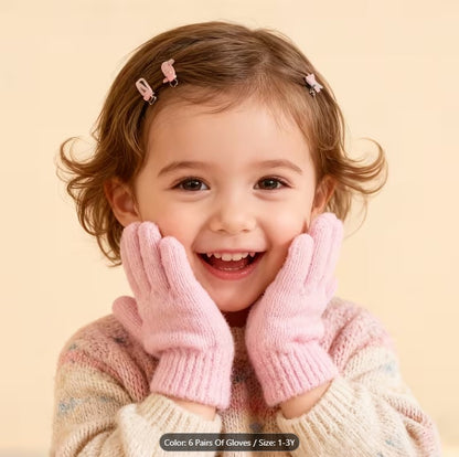 6pairs Knitted Gloves Suitable for Infants