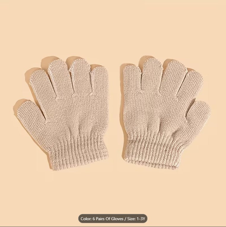 6pairs Knitted Gloves Suitable for Infants
