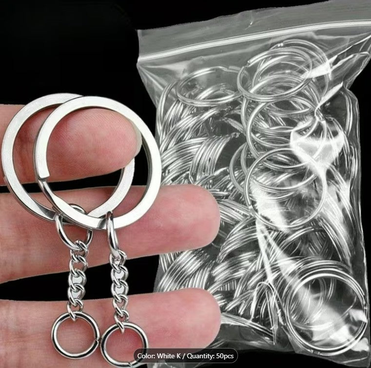 Premium Creative Metal Key Rings with Chain & Jump Rings – Bulk Keychain Ring Base for DIY Crafts, Customized Keychains & Handmade Accessories