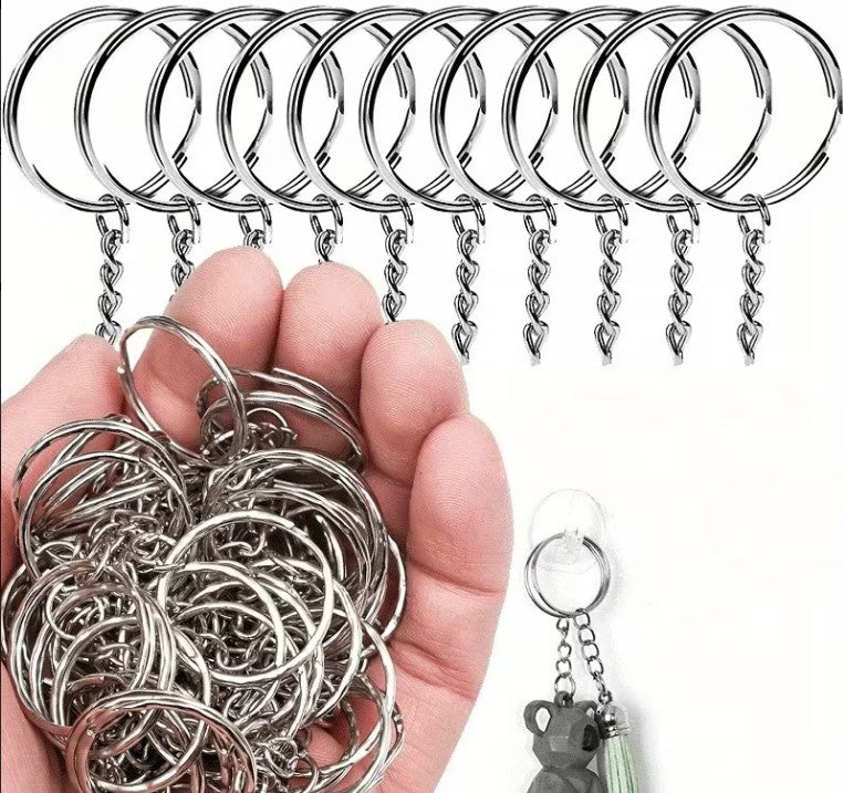 Premium Creative Metal Key Rings with Chain & Jump Rings – Bulk Keychain Ring Base for DIY Crafts, Customized Keychains & Handmade Accessories