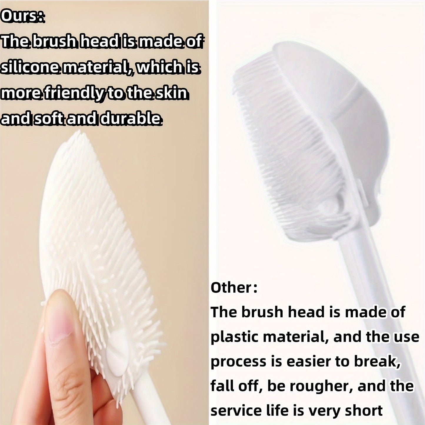 Foldable 360 degree cleaning silicone brush with long handle