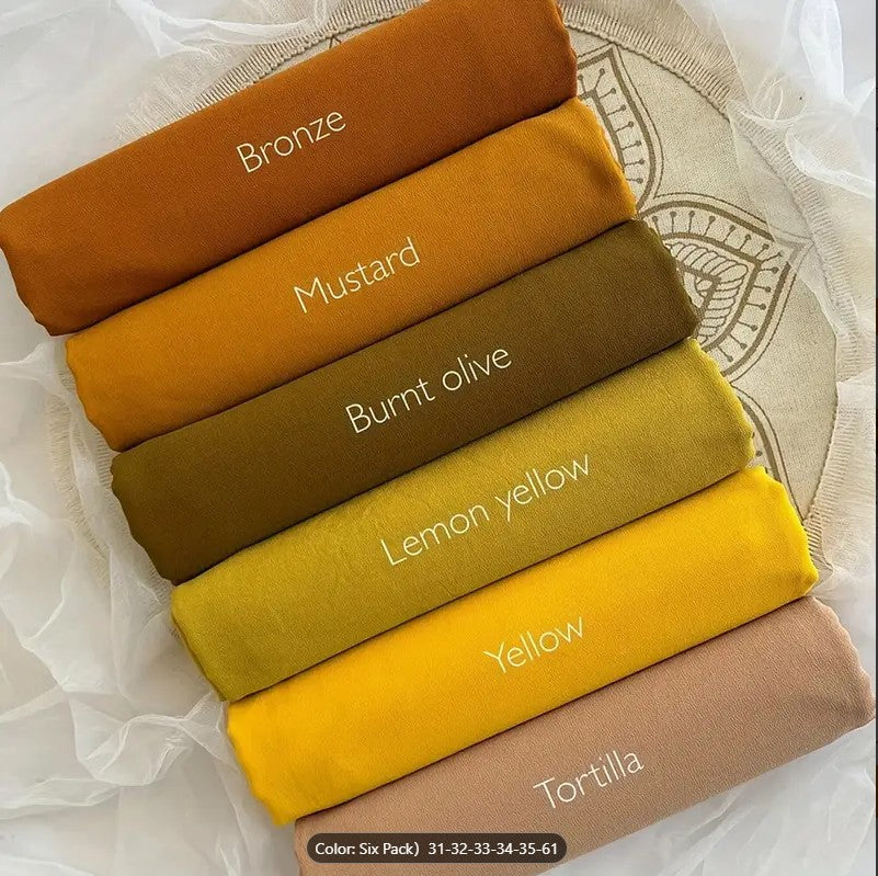 6 Hijab Set Luxury Chiffon Hijab for Women & Girls