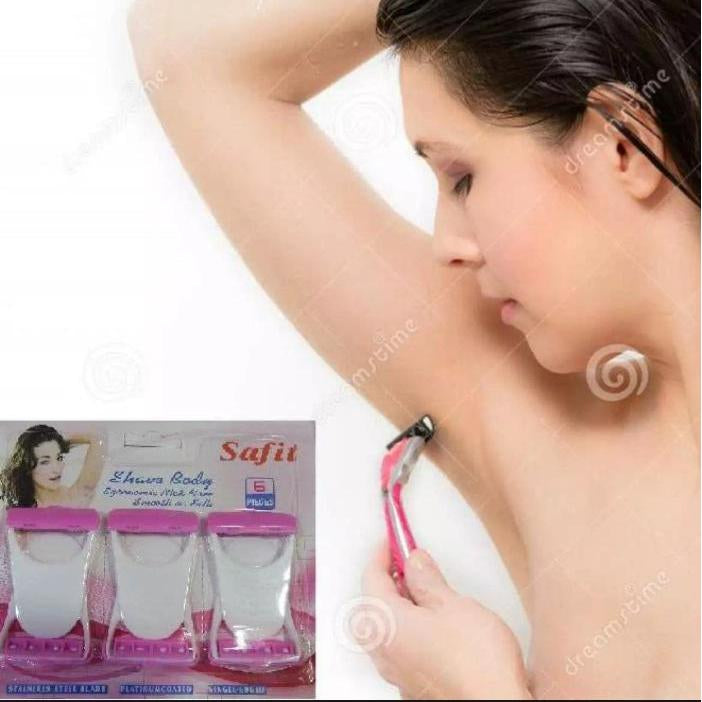 Sofit Pack of 6 pieces Razor set for Womens under Arm - Platinum coated single edged Razor