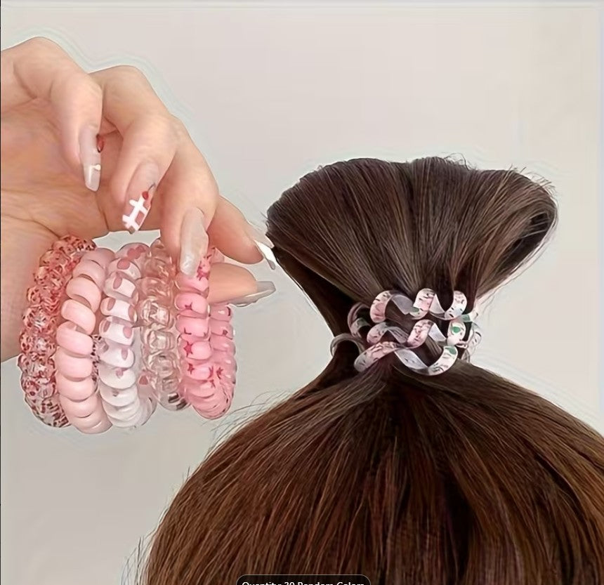 Candy-Colored Spiral Hair Ties for Women – Telephone Wire Elastic Phone Cord Hair Bands | Stylish, Tangle-Free & Gentle Hair Accessories