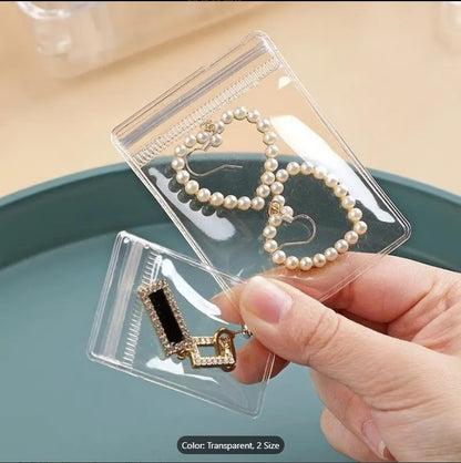 Pack Of 3 Transparent Reusable Zipper Bags – PVC Jewelry Organizer & Storage Pouches | Self-Seal Plastic Bags for Cosmetics, Earrings, Rings & Small Items