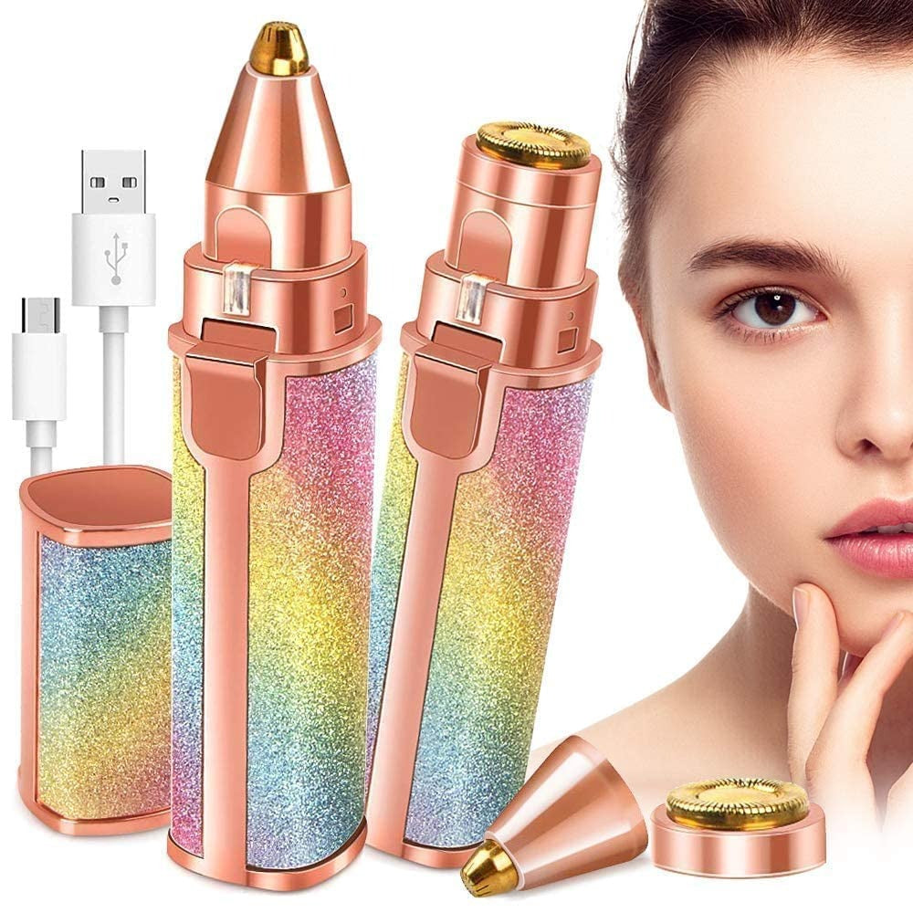 Eyebrow Trimmer 2 in 1 Rechargeable Eyebrow Trimmer Machine, Flawless 2in1 Electric Hair Remover, Facial Hair Removal Device for Women, Portable Precision Eyebrow & Face Hair Removal Tool