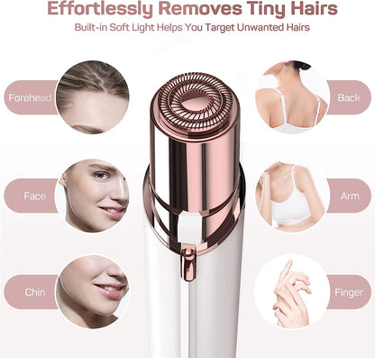 Flawless Facial Hair Remover for Women – Painless Rechargeable Epilator with LED Light, IPX6 Waterproof, Travel Storage Bag