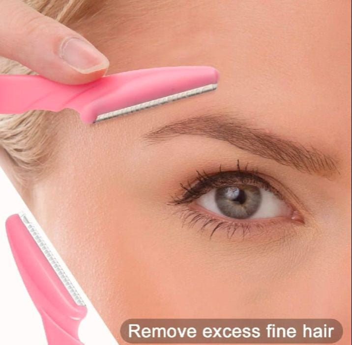 Tinkle 3 Pcs Eyebrow Razor Kit (Pink+Blue+Yellow) | Painless Facial Hair Removal & Dermaplaning Tool for Women | Eyebrow Trimmer & Body Hair Razor for Face Underarm Arms Legs | Compact & Easy to Use