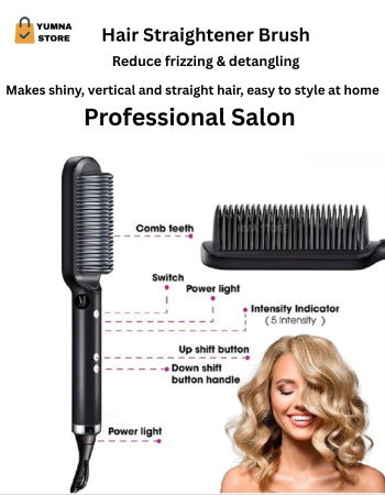 2-in-1 Heated Styling Brush – Anti-Frizz Hair Smoothing & Curling Tool for Home or Trave