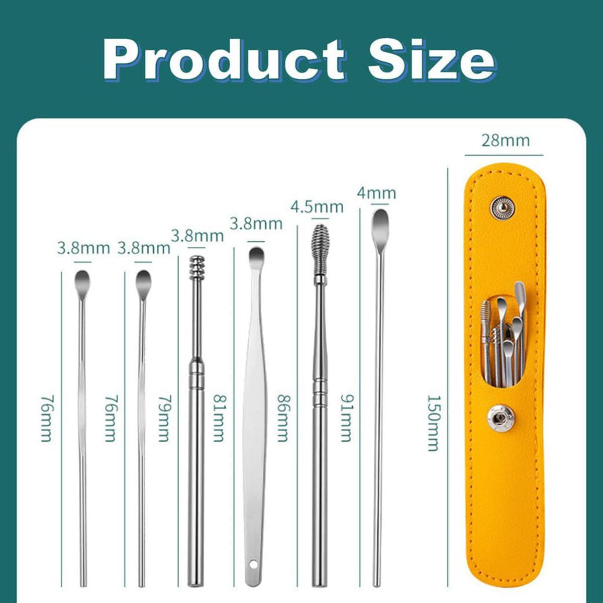 Ear Wax Cleaning Kit 6 Pcs Ear Pick Tools, Wax Removal Kit, Ear Cleaning Tool Set, Spring Earwax Cleaner Tool for Children and Adult Multicolor