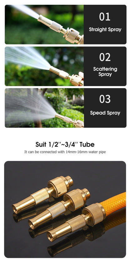 Water Nozzle Garden Spray Gu-n 4 Mode High Pressure Bra-ss Direct Nozzle Booster Adjustable Hose Nozzle Garden Brass Spray Nozzle Hose Nozzle Spray Adapter