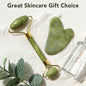 Gua Sha Facial Tools & Jade Roller Set for Skin Care, Reduce Puffiness and Improve Wrinkles, Guasha Tool for Face, Gua Sha Stone Self Care Gift for Woman Man
