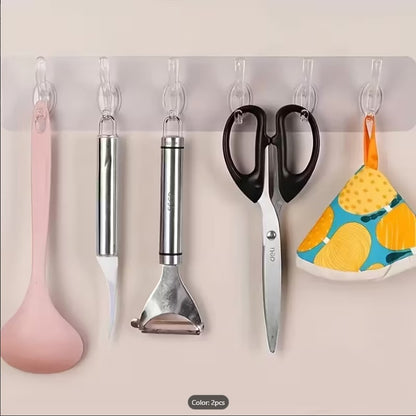 Transparent 6-Row Strong Adhesive Wall Hooks