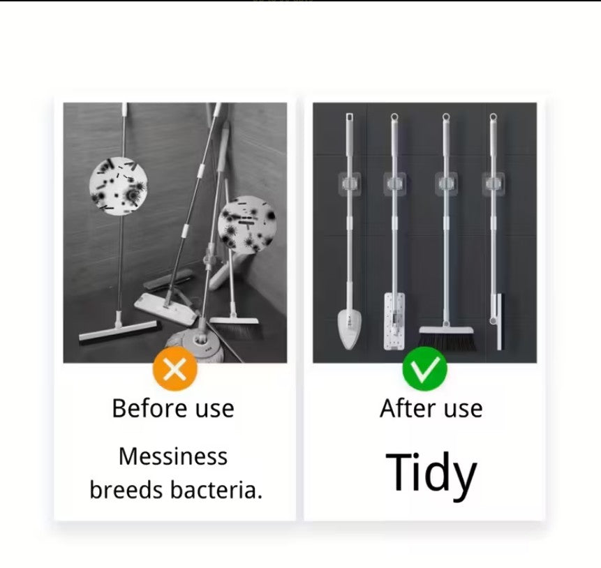 Easy-Install Wall-Mounted Mop & Broom Holder