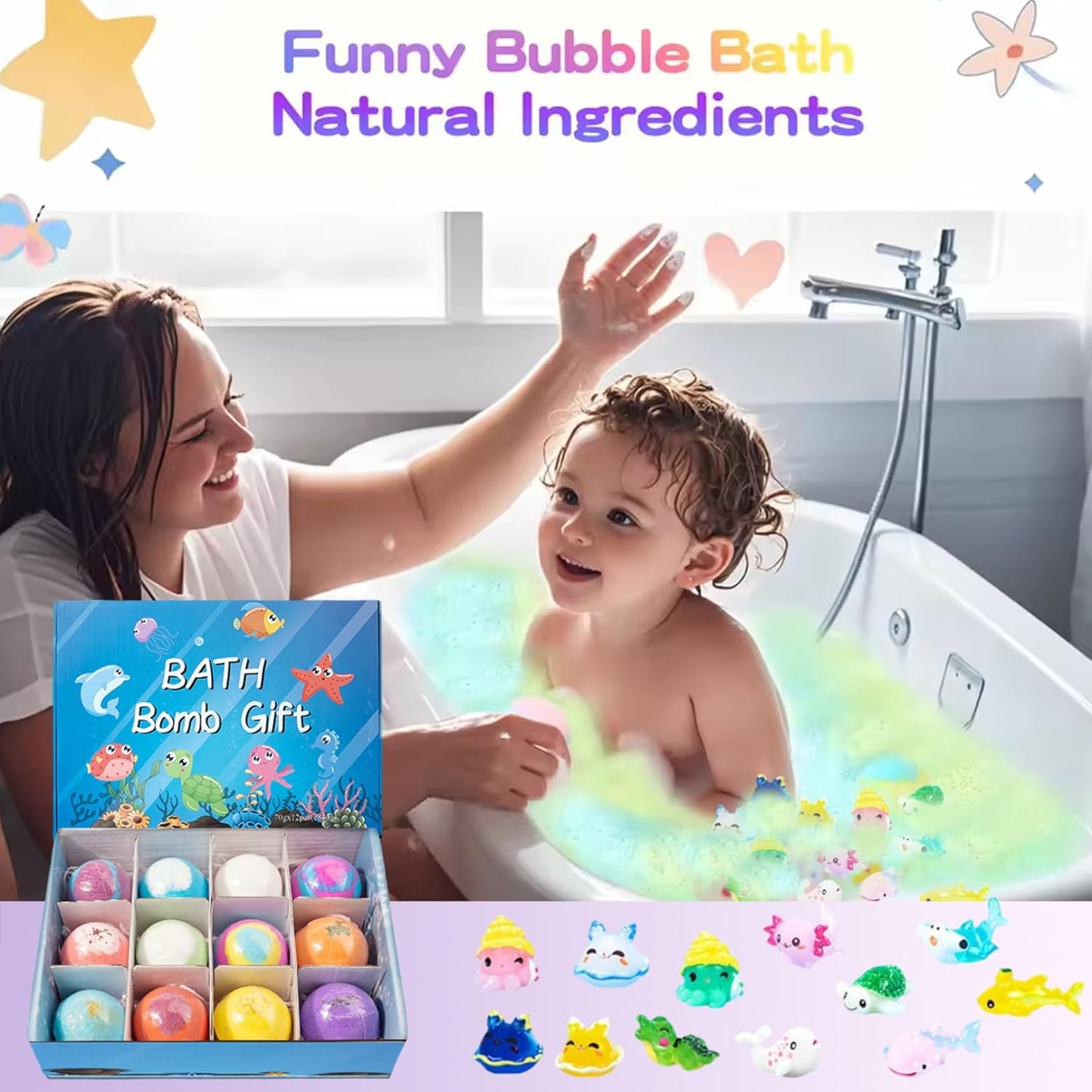 Luxury Aromatherapy Bath Bomb for Kids & Moms | Handmade Fizzy Bubble Ball with Surprise Toy & Essential Oils (1 Piece)