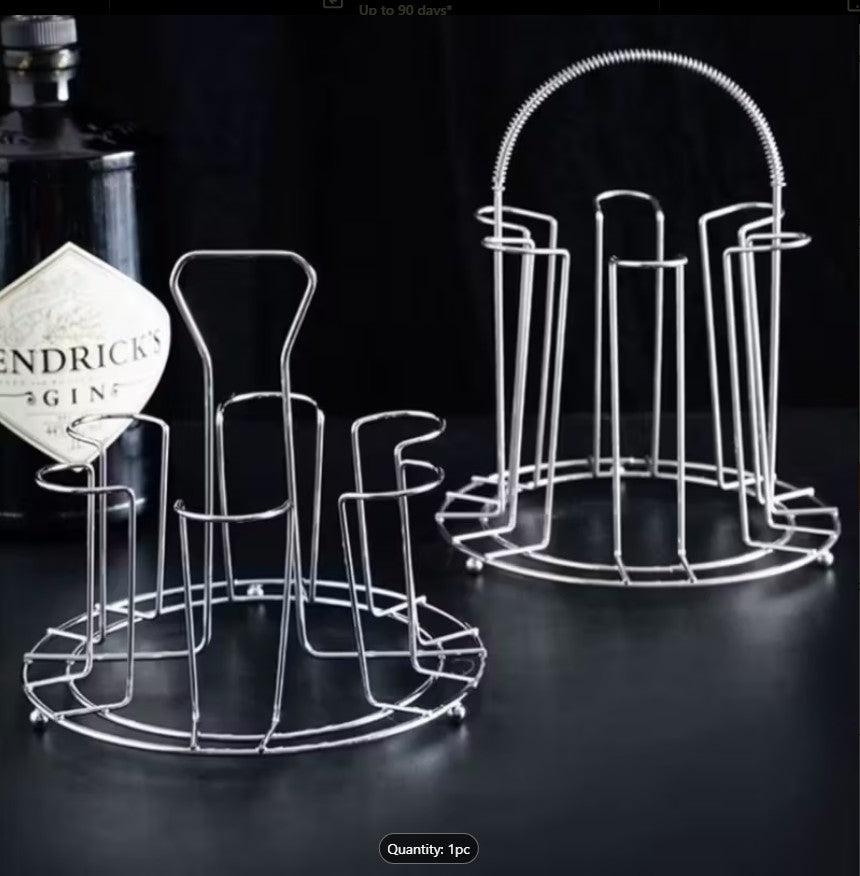 Stainless Steel Glass / Cup Storage Rack – Multi-Compartment Draining & Drying Stand for Mugs and Glasses (with out glasses & cups )