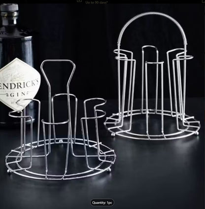 Stainless Steel Glass / Cup Storage Rack – Multi-Compartment Draining & Drying Stand for Mugs and Glasses (with out glasses & cups )