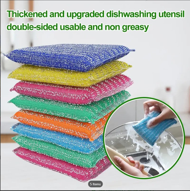 4PCS Premium Non-Scratch Kitchen Cleaning Sponges | Double-Sided Reusable Dish Scrubber Pads for Pots, Pans & Non-Stick Cookware