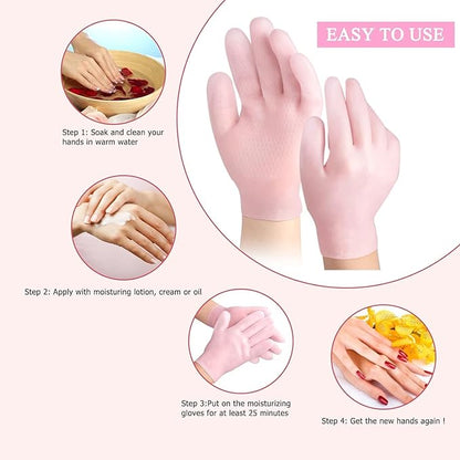 SPA Gel Silicone Moisturizing Gloves – Whitening & Softening Hand Care Beauty Gloves (Pair)