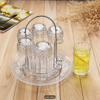 Stainless Steel Glass / Cup Storage Rack – Multi-Compartment Draining & Drying Stand for Mugs and Glasses (with out glasses & cups )