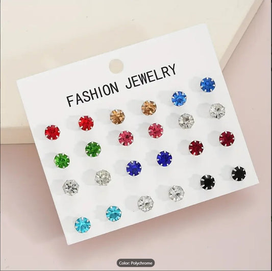 Zirconia Stud Earrings Set