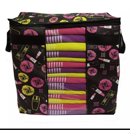 Storage Bag Large Jumbo Black with Rose Flower Design Bedroom Clothes Storage Baga,
