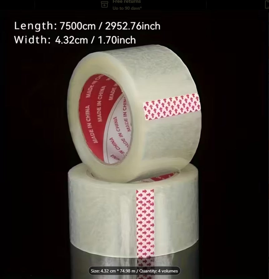 Heavy-Duty Transparent Packaging Tape – Strong Adhesive Clear Shipping & Sealing Tape for Boxes, Moving, Office & Home