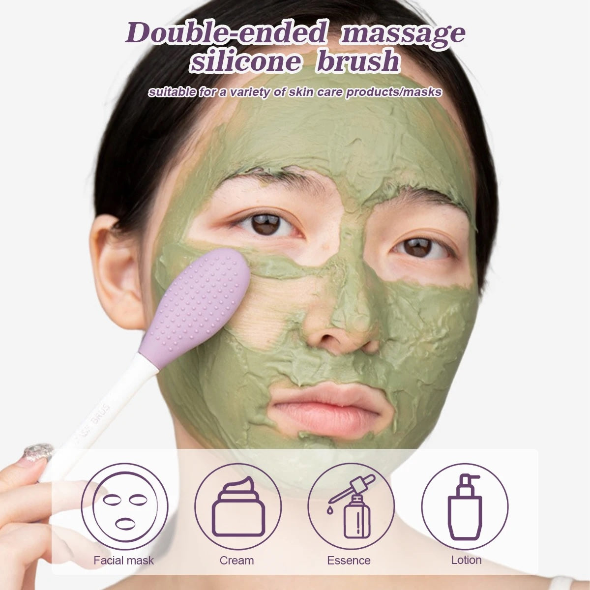 Silicone Double Head Mask Brush, Silicone Face Wash Brush