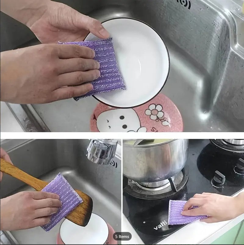 4PCS Premium Non-Scratch Kitchen Cleaning Sponges | Double-Sided Reusable Dish Scrubber Pads for Pots, Pans & Non-Stick Cookware