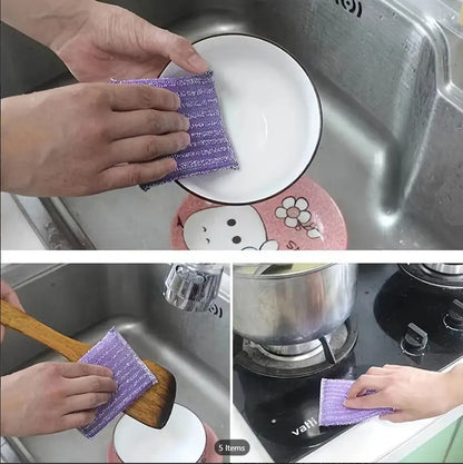 4PCS Premium Non-Scratch Kitchen Cleaning Sponges | Double-Sided Reusable Dish Scrubber Pads for Pots, Pans & Non-Stick Cookware