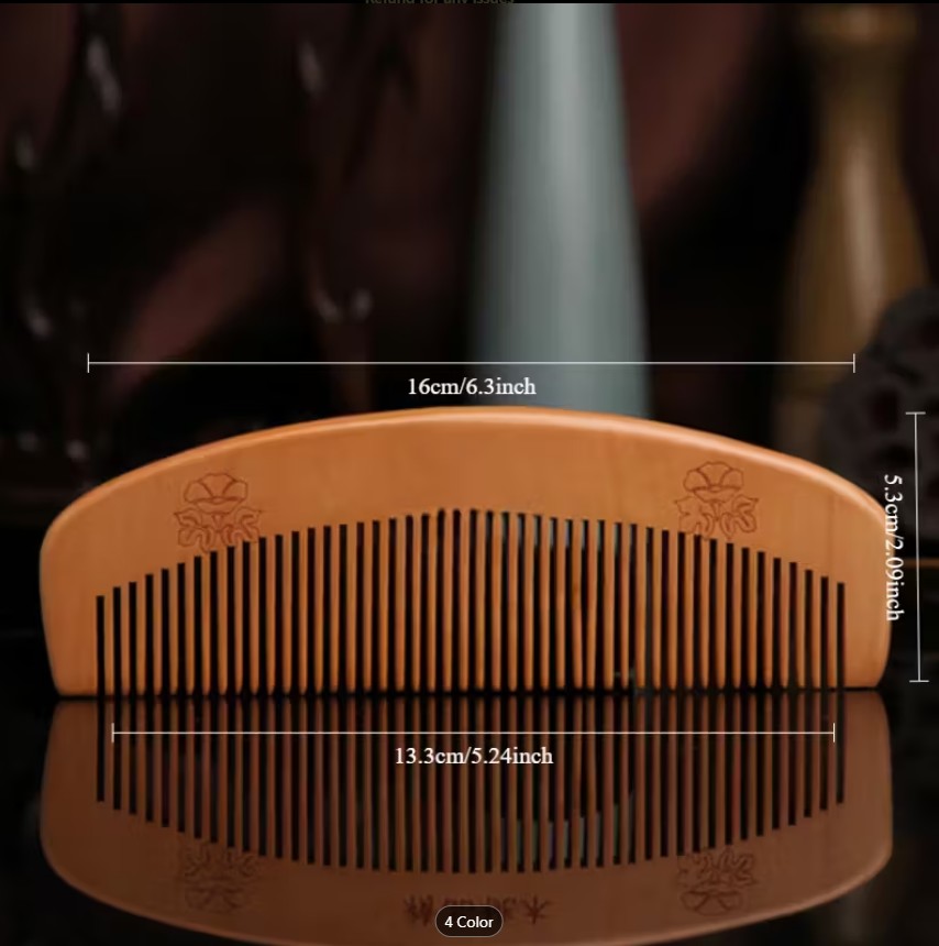 Thickened Durable Natural Peach Wood Comb