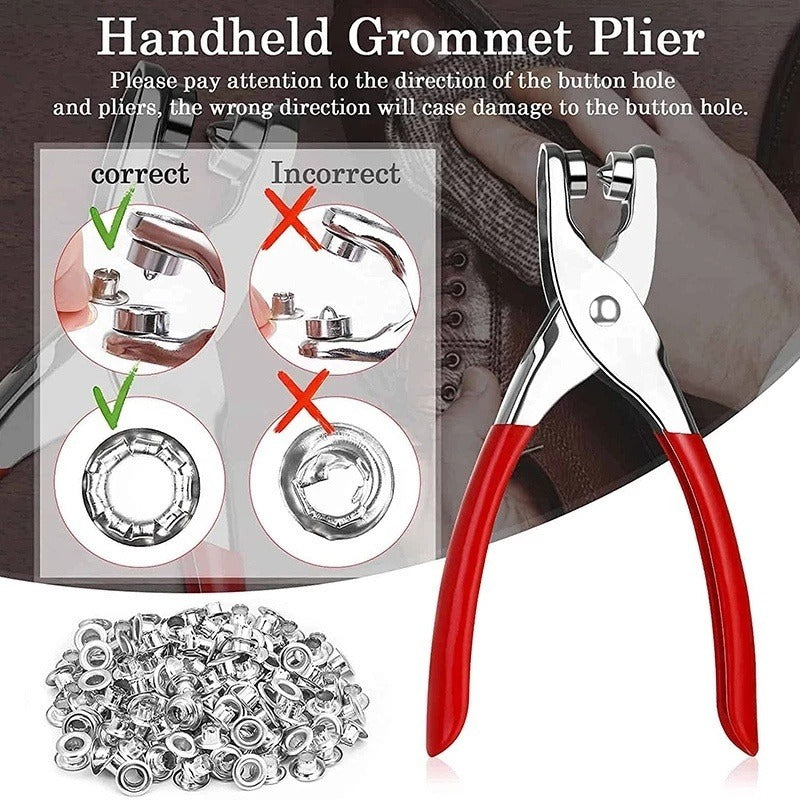 Premium Metal Snap Button Kit with Hand Pressure Pliers – Tich Button Machine Tool Set – 50pcs Durable Sewing Snaps for DIY Crafts, Clothes, Bags & Hats – Easy-to-Use Tich Button Pliers