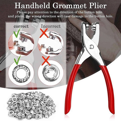Premium Metal Snap Button Kit with Hand Pressure Pliers – Tich Button Machine Tool Set – 50pcs Durable Sewing Snaps for DIY Crafts, Clothes, Bags & Hats – Easy-to-Use Tich Button Pliers