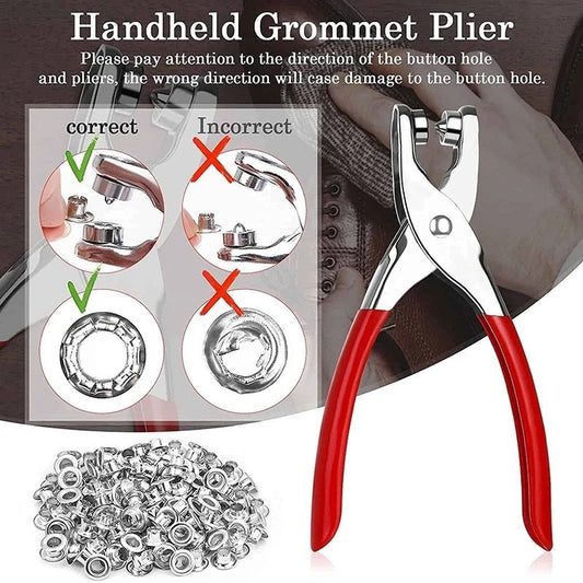 Premium Metal Snap Button Kit with Hand Pressure Pliers – Tich Button Machine Tool Set – 50pcs Durable Sewing Snaps for DIY Crafts, Clothes, Bags & Hats – Easy-to-Use Tich Button Pliers