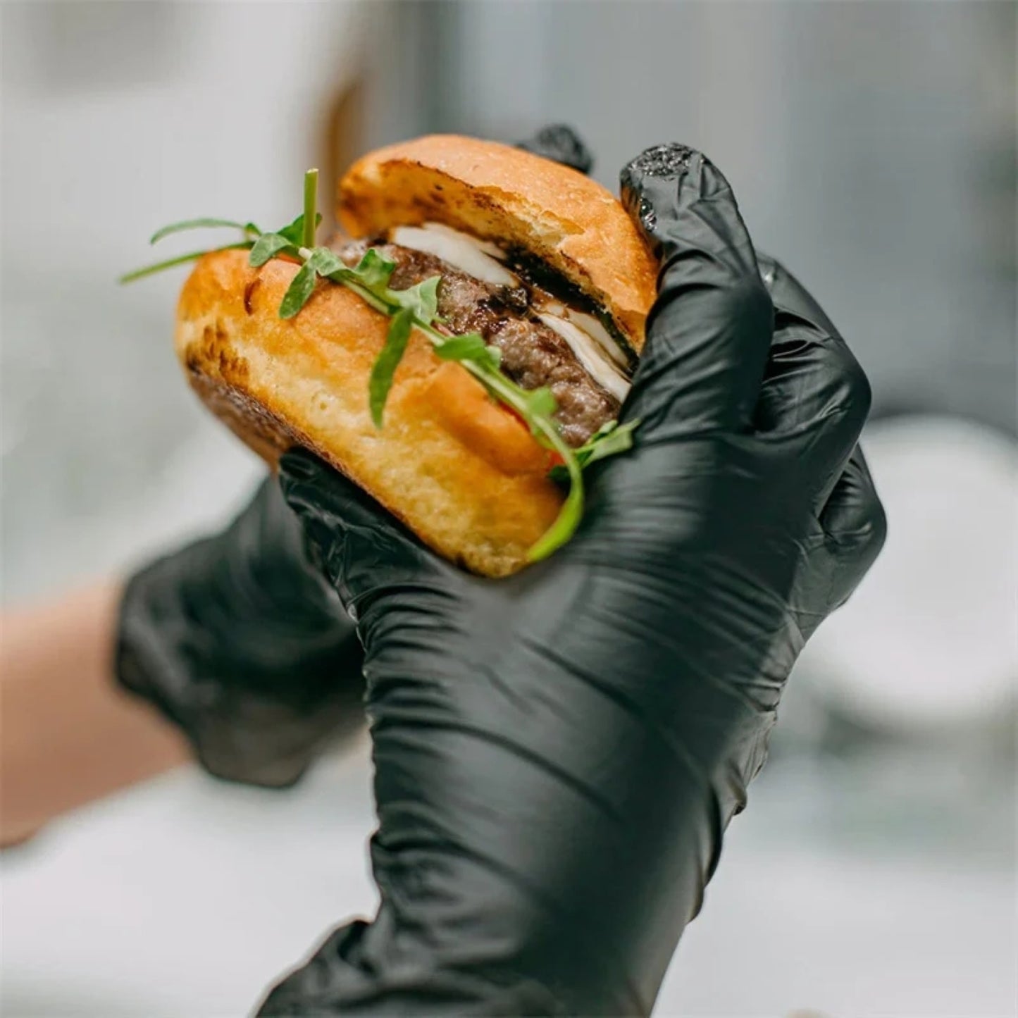 Black Nitrile Gloves Disposable  - Multi-Purpose Disposable Latex & Powder free Gloves, Durable Waterproof & Thickened for Kitchen, Medical, Photoshoot, Cooking, Cleaning & Mechanical Use, Synthetic Rubber, Tear & Chemical Resistant, Box