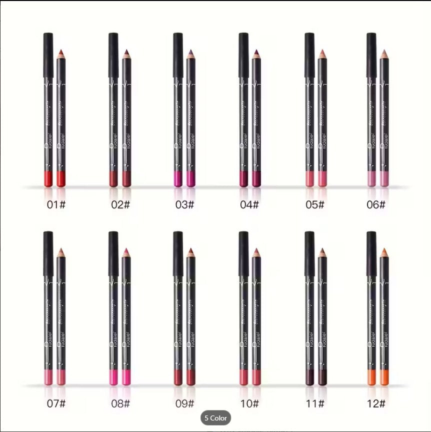 Matte Color Lipstick Pencil Set (12 Vibrant Shades)