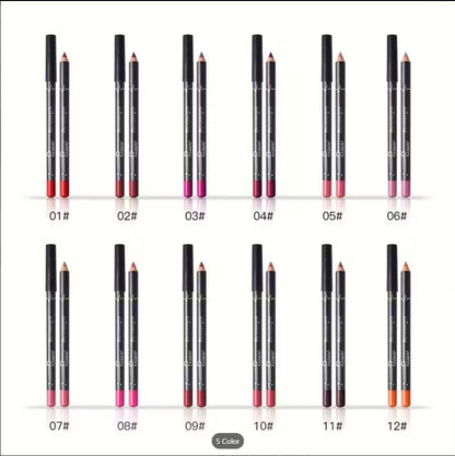 Matte Color Lipstick Pencil Set (12 Vibrant Shades)