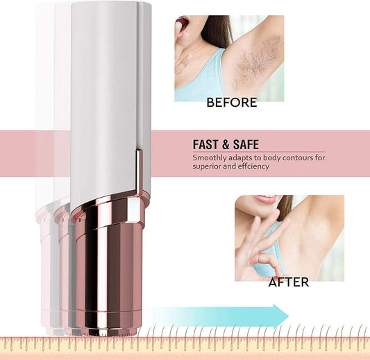 Flawless Facial Hair Remover for Women – Painless Rechargeable Epilator with LED Light, IPX6 Waterproof, Travel Storage Bag