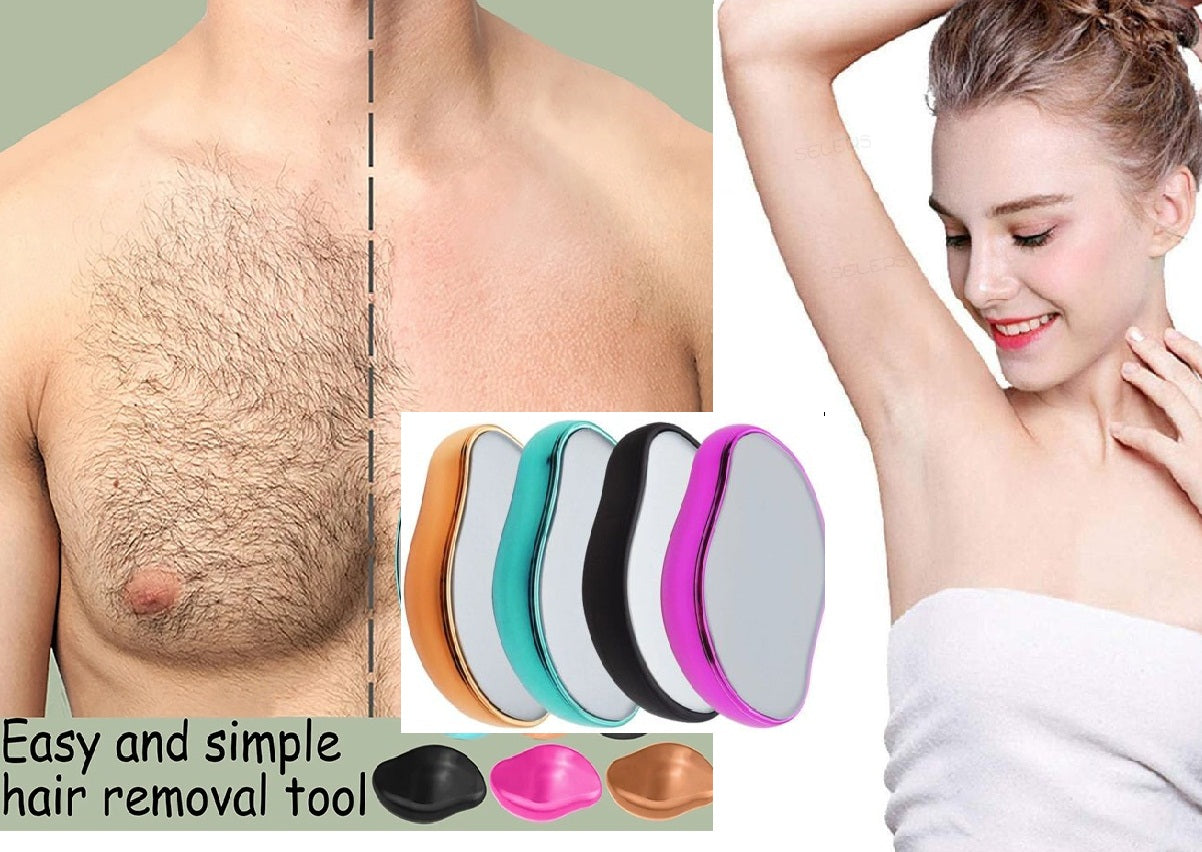 Hair Removal Painless Physical Manual Epilator- Crystal Hair Eraser Nano Glass Hair Remover-Washable Portable Hair Removal Beauty Tool- Hair Eraser Stone for Man and Women multicolor