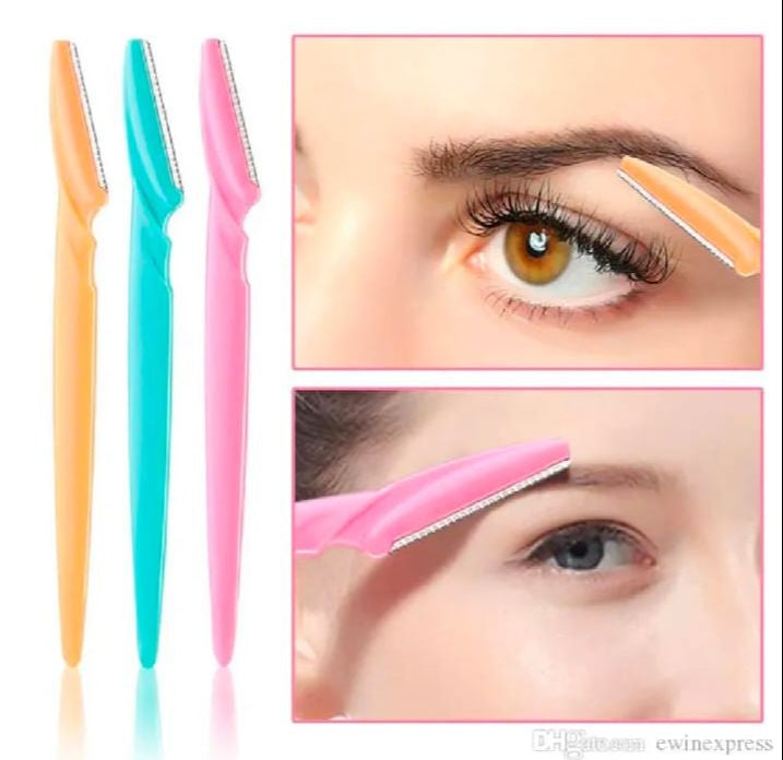 Tinkle 3 Pcs Eyebrow Razor Kit (Pink+Blue+Yellow) | Painless Facial Hair Removal & Dermaplaning Tool for Women | Eyebrow Trimmer & Body Hair Razor for Face Underarm Arms Legs | Compact & Easy to Use