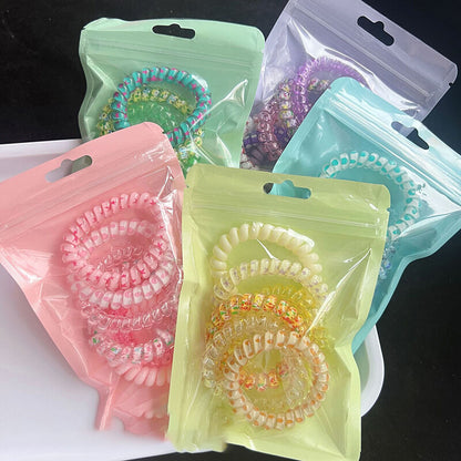 Candy-Colored Spiral Hair Ties for Women – Telephone Wire Elastic Phone Cord Hair Bands | Stylish, Tangle-Free & Gentle Hair Accessories