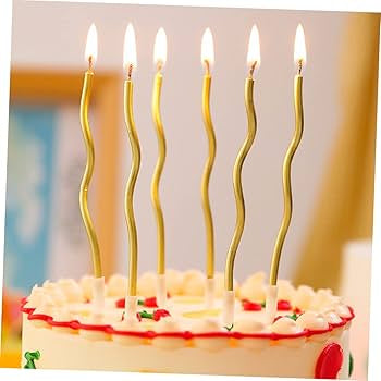 Pack of 6 Curly Candle's Mettalic Twisty Birthday Candles Set Happy Birthday candles For Cake Party Decoration